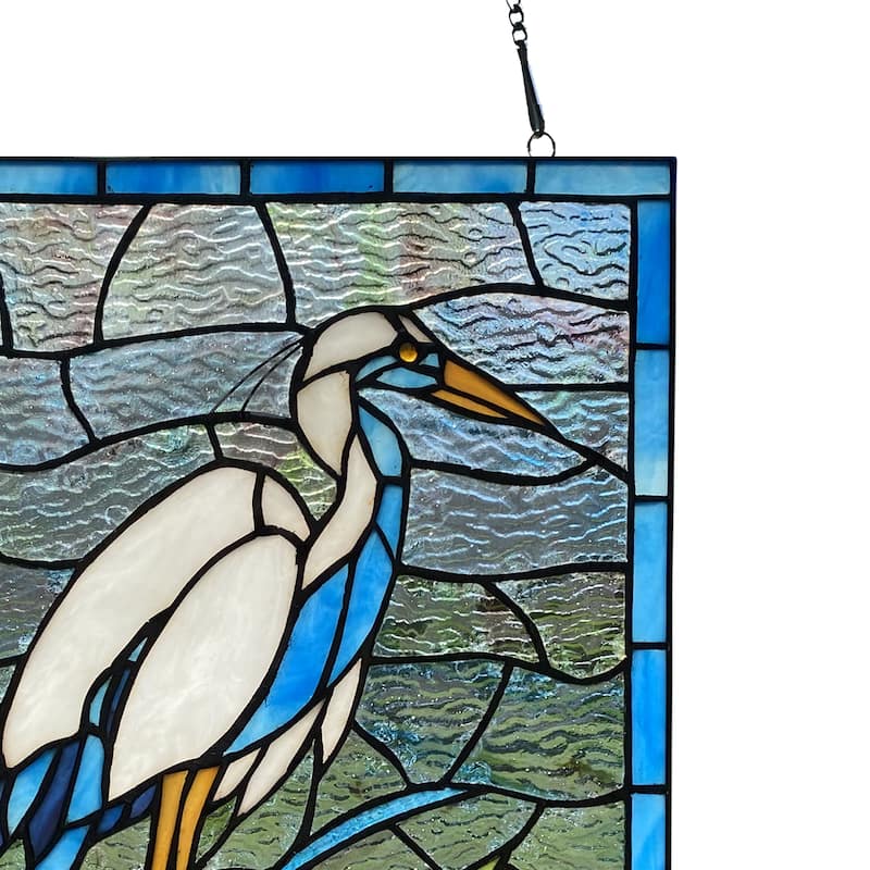 River of Goods River of Goods 18-Inch Majestic Crane Stained Glass Window Panel - 12" x 0.25" x 18"