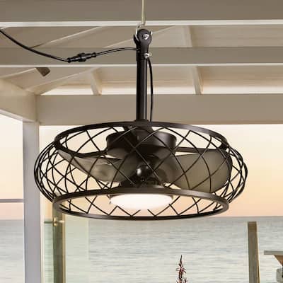 Indoor/Outdoor Plug-In Ceiling Fans with Lights and Remote, 20'' Fandelier For Gazebo Patio