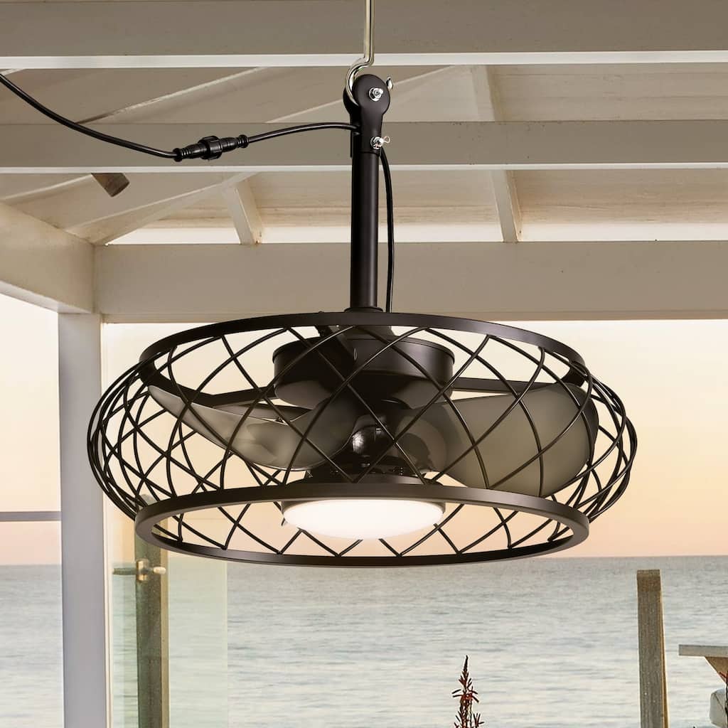Indoor/Outdoor Plug-In Ceiling Fans with Lights and Remote, 20'' Fandelier For Gazebo Patio