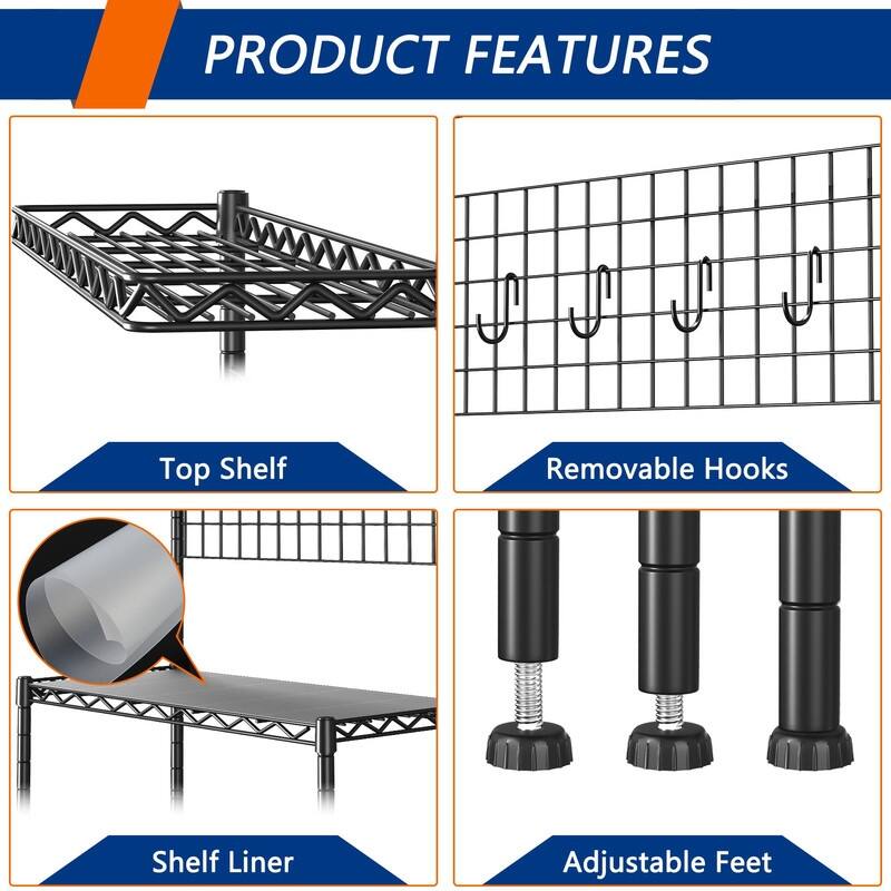 Bakers Rack Kitchen Shelf - 14"D x 30"W x 59"H