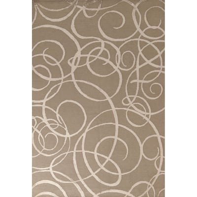 All-Over Nepalese Modern Area Rug Hand-Knotted Wool Carpet - 6'0" x 8'10"