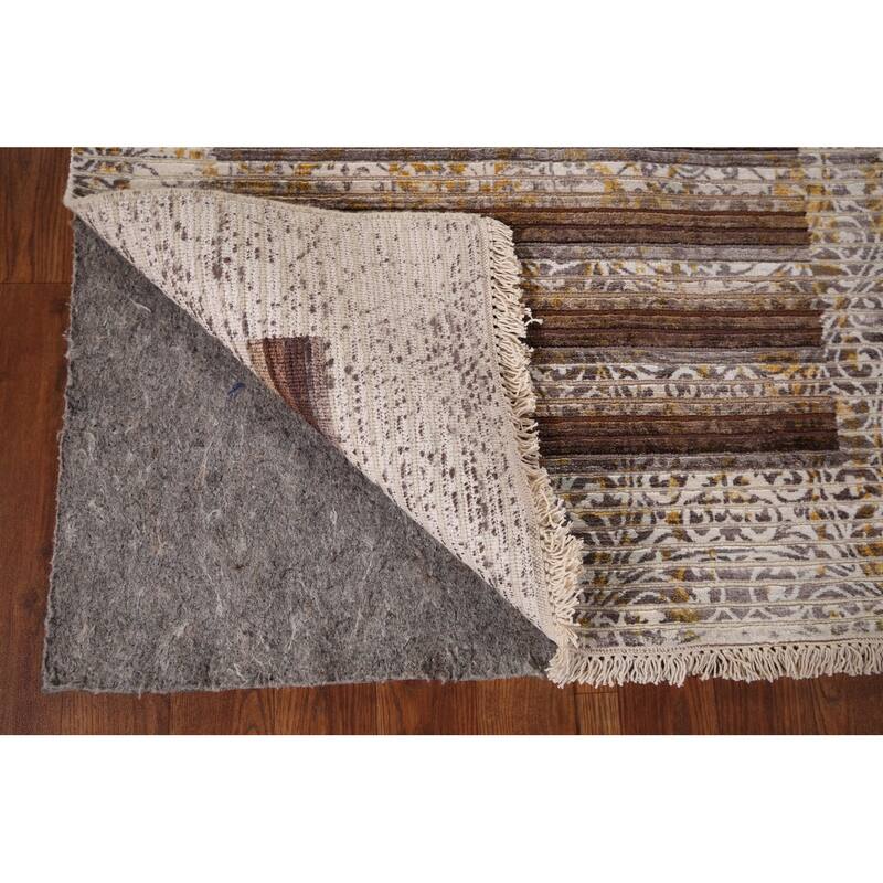 Striped Abstract Oriental Modern Accent Rug Hand-Knotted Wool Carpet - 2'9" x 4'10"