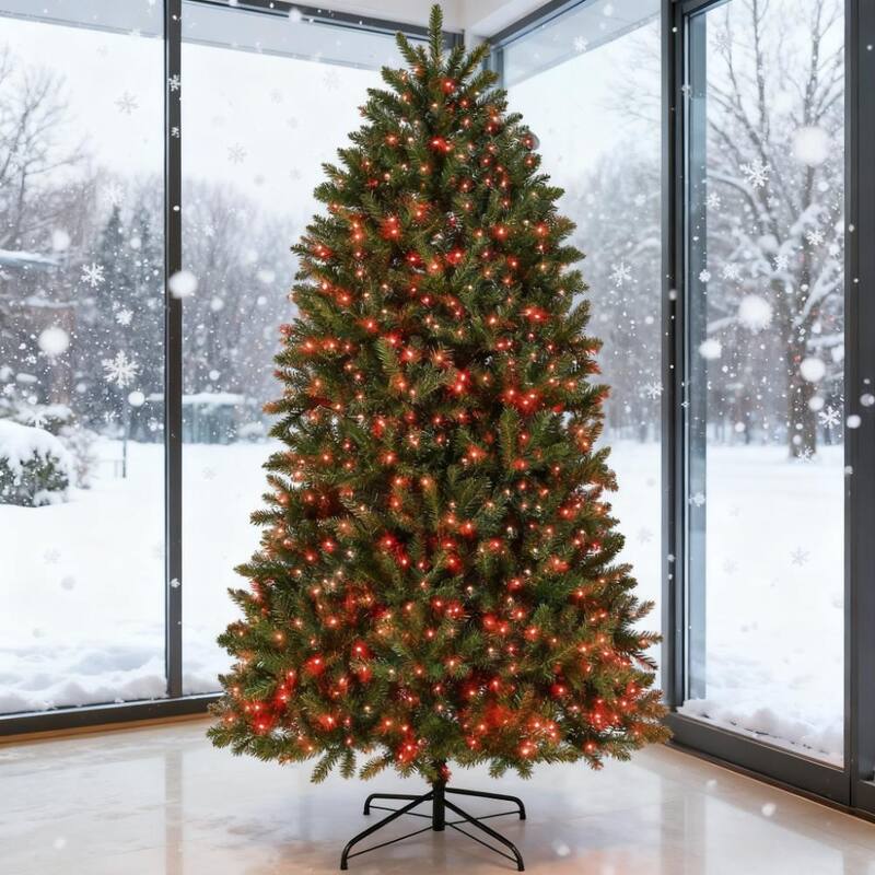 Pre-Lit Artificial Christmas Tree - Holiday Decor, Easy Assembly - Green