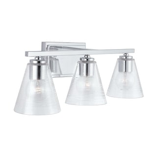 Layla 3-light Chrome Bath/ Vanity Fixture w/ Embossed Spiral Glass