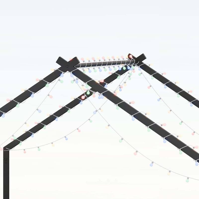 Platform Bed with LED light strips,roof-shaped iron frame,and low profile design for safety and style