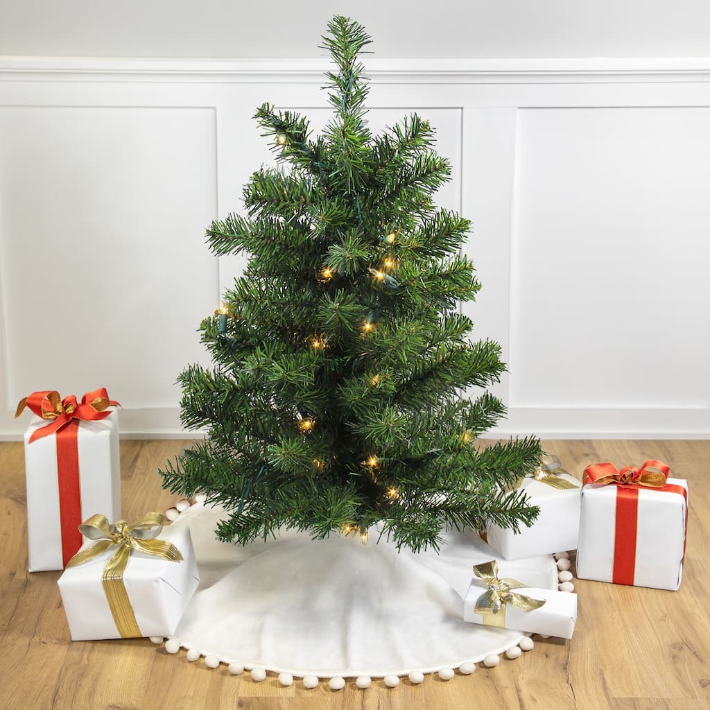 Pre-Lit Full Canadian Pine Artificial Christmas Tree - 3' - Clear Lights - 3 Foot