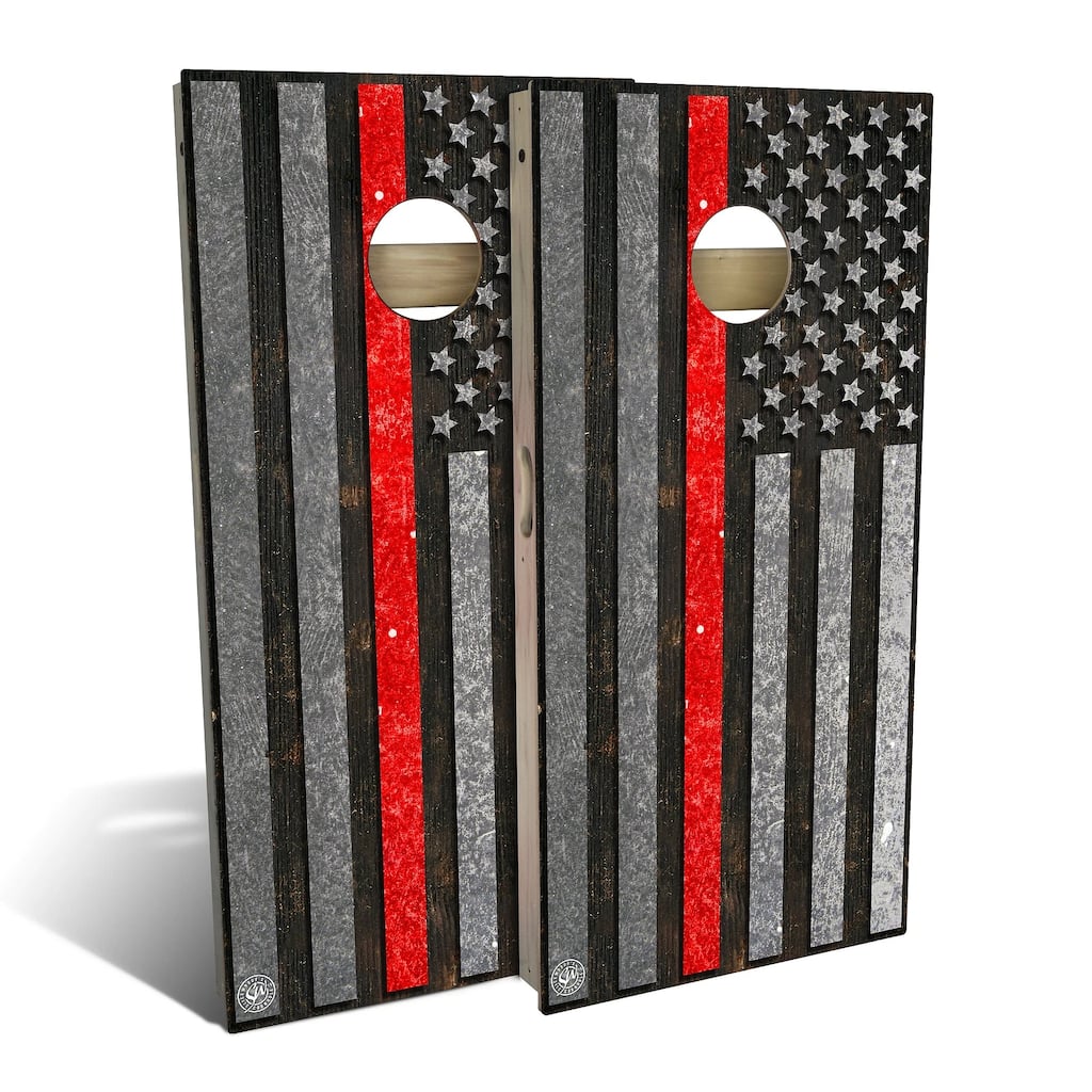 American Flag Red Line Outdoor Cornhole Board Set