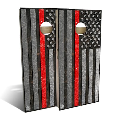 American Flag Red Line Outdoor Cornhole Board Set