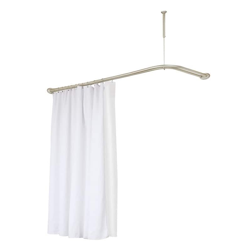 Utopia Alley Rustproof Aluminum Double L Shaped Shower Curtain Rod 72" L x 31.7" W, with 24 Shower Hooks included, Wall Mounted