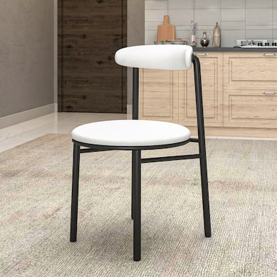 Lume Modern Dining Chairs Polyester Fabric Seat with Steel Legs by LeisureMod