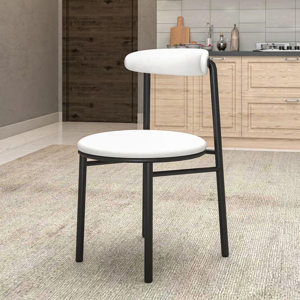 Lume Modern Dining Chairs Polyester Fabric Seat with Steel Legs by LeisureMod