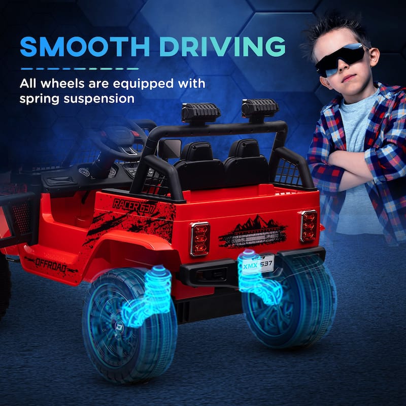 12V Kids Electric Car with Parent Remote, Ride-On Car Red Battery Powered Electric Car with 3 Speeds & Music