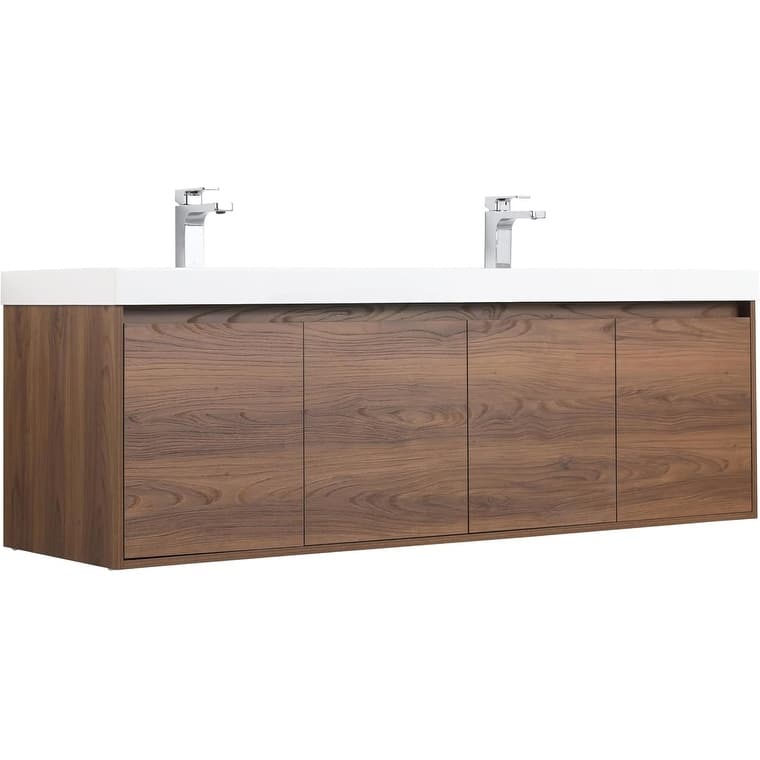 Blossom 60" Wall Mount Vanity with Double Acrylic Sink, Modern Design