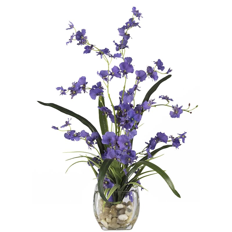 Dancing Lady Orchid Arrangement in Vase - 19" Silk Flower Centerpiece - Faux Floral Decor for Table - 19