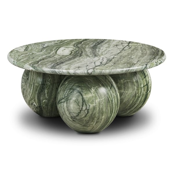slide 2 of 11, Poly & Bark Concrete Marmo Coffee Table with Marble Finish Seaweed Green - Concrete