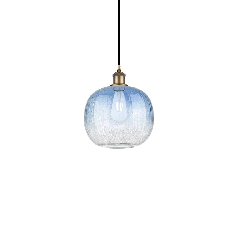 Innovations Lighting 516-1P-12-11 Brookhaven Sphere Pendant Brookhaven - Brushed Brass / Sapphire Blue