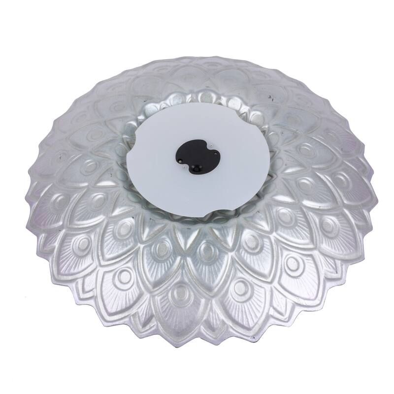 21" Blue & Brown Peacock Geometric Outdoor Glass Solar Bird Bath St&