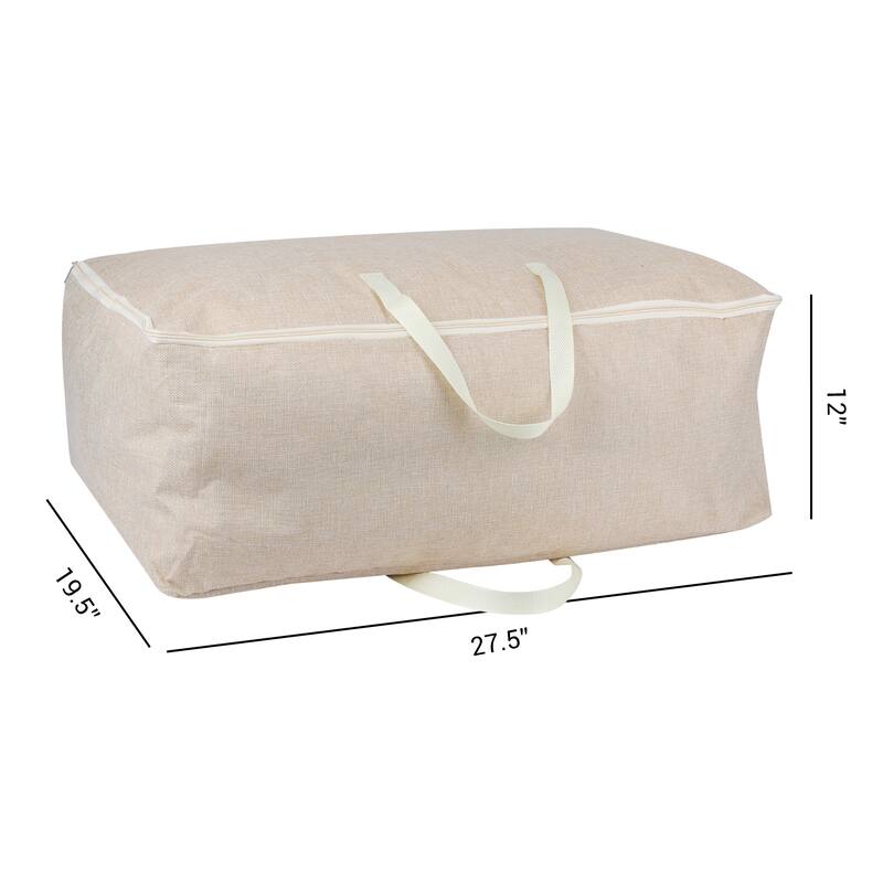 1 Pack Foldable Clothes Storage Bags with Handles for Organizing Bedroom, Clothing, Comforter, Closet Organizers and Storage - Kakhi - 27.5*12*19.5in
