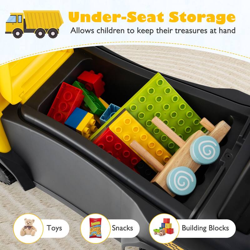 Kids Ride-On Truck with Safety Steering and Sounds Lights for Indoor-Outdoor Play - 23" x 11" x 17" (L x W x H)