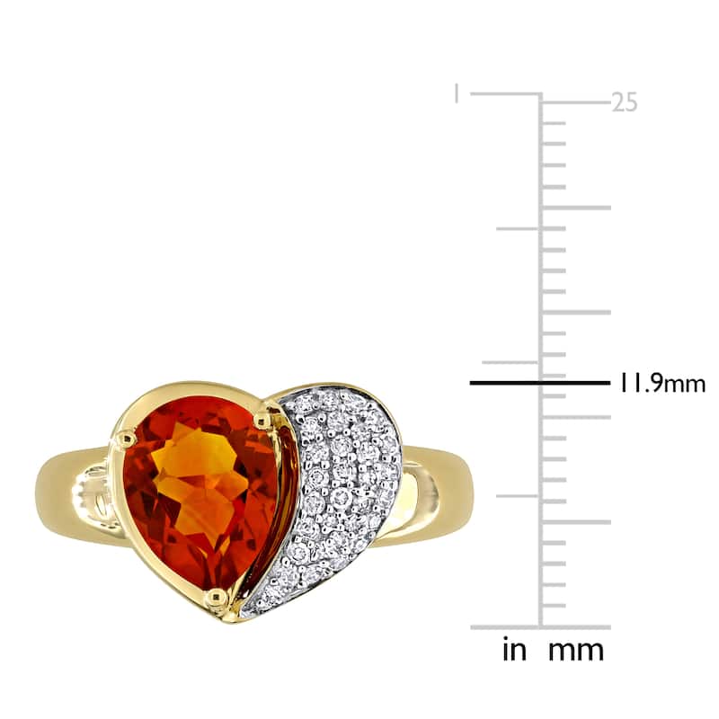 Miadora Gemstone and 1/7ct TDW Diamond Heart Ring in 10k Gold