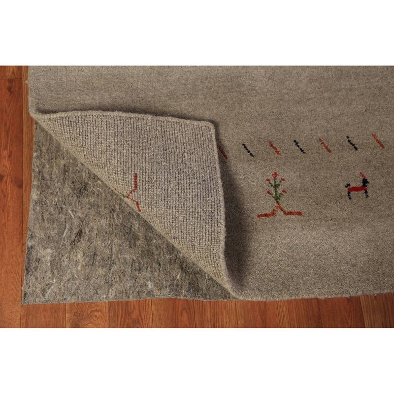 Tribal Gabbeh Oriental Rug Hand-Knotted Multi-Color Wool Carpet - 5'9" x 8'0"