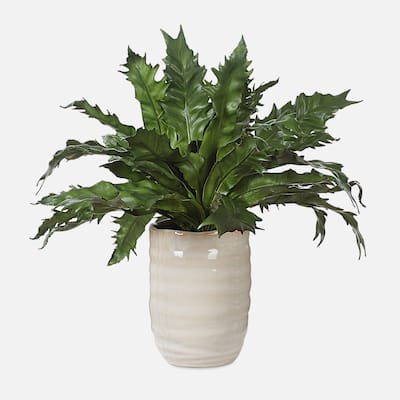Glazed Pot Tabletop Artificial Fern Succulent - 18.75"