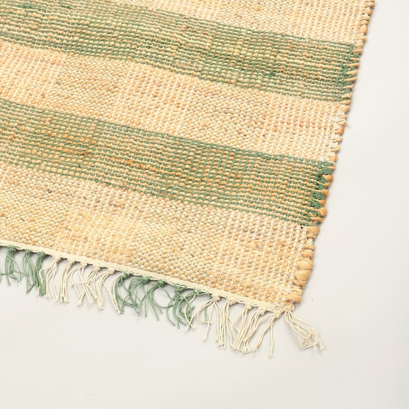 Artisan Hand Woven Jute & Cotton Green Plaid Rug-6X9 ft - 6' x 9'