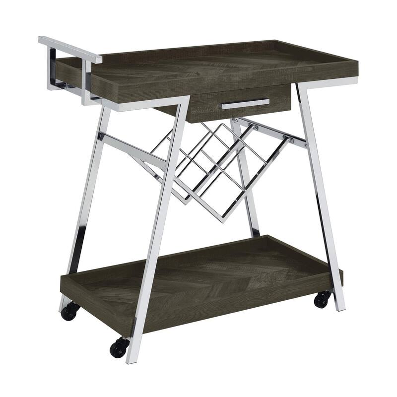 Stremler 2-tier Bar Cart with Storage Drawer