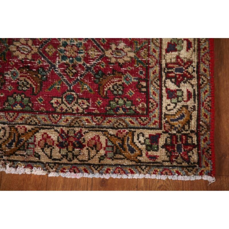 Tabriz Persian Antique Runner Rug Hand-knotted Wool Carpet - 3'3"x 9'3"