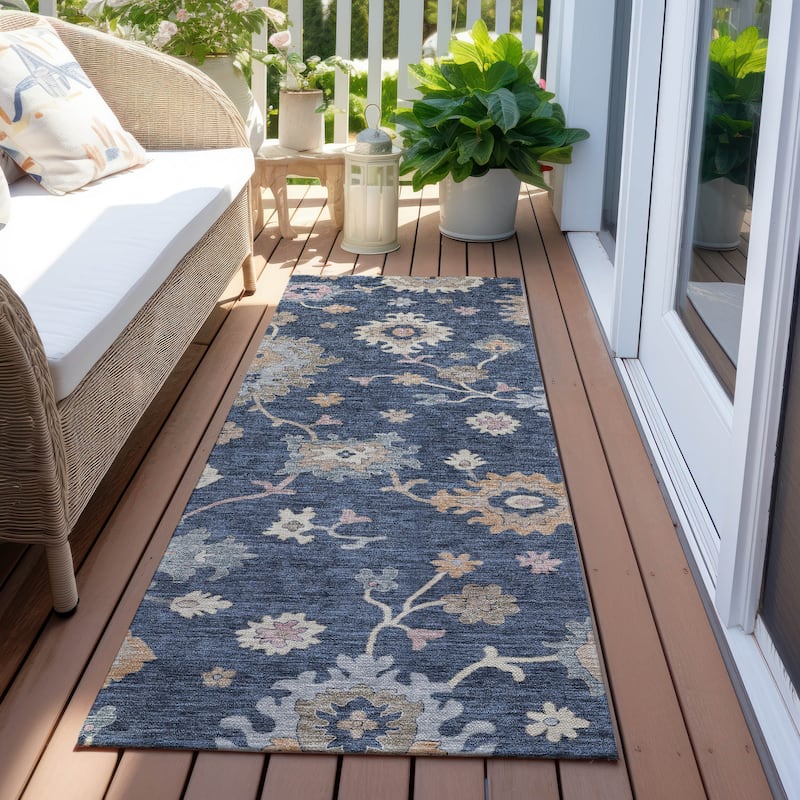 Machine Washable Indoor/ Outdoor Traditional Persian Chantille Rug