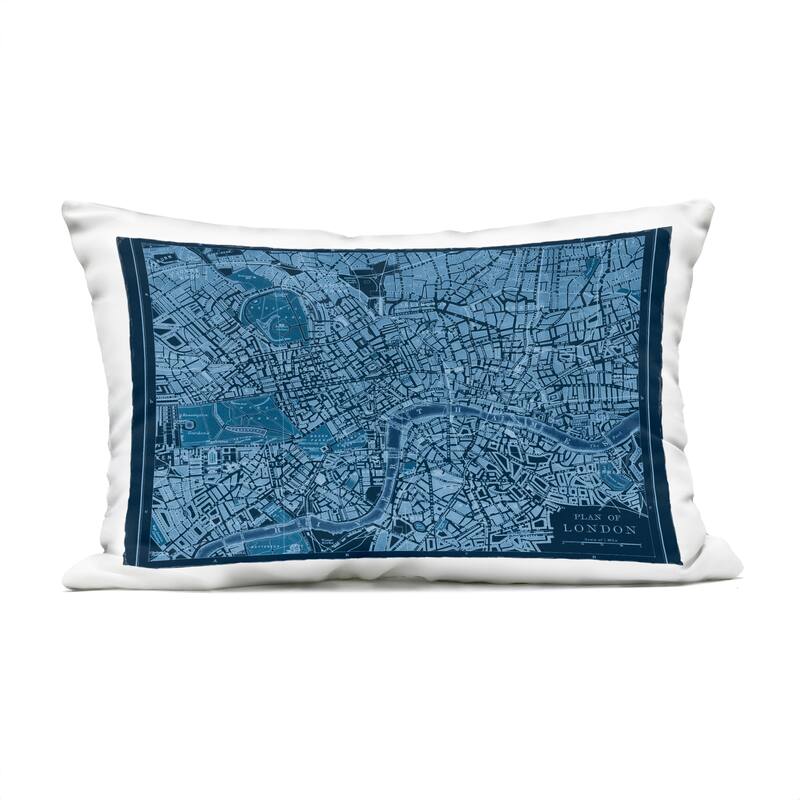 Stupell Blue Detailed London Map Printed Outdoor Throw Pillow Design by Phillipa Katz - Accent - Polyester - Blue - Single