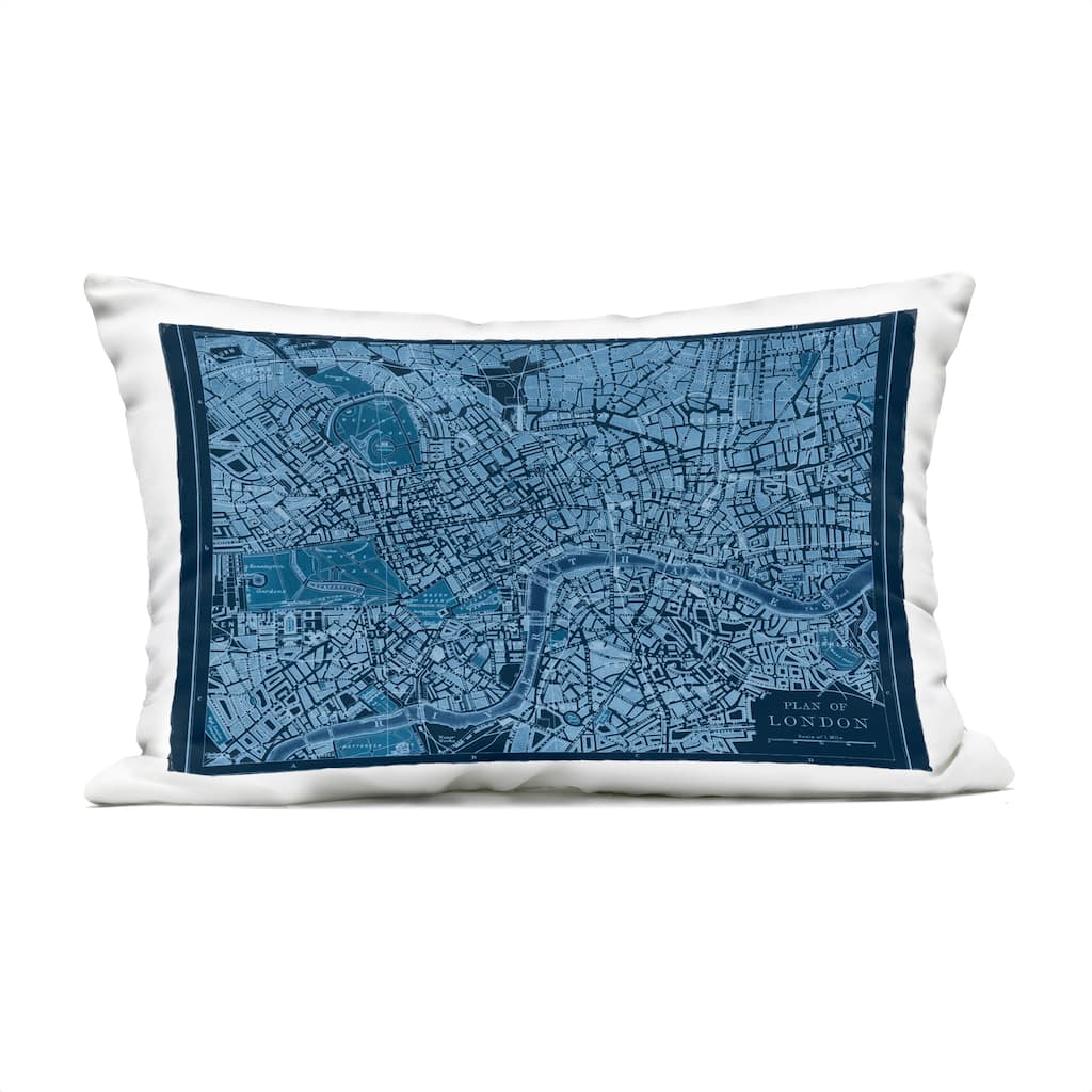Stupell Blue Detailed London Map Printed Outdoor Throw Pillow Design by Phillipa Katz
