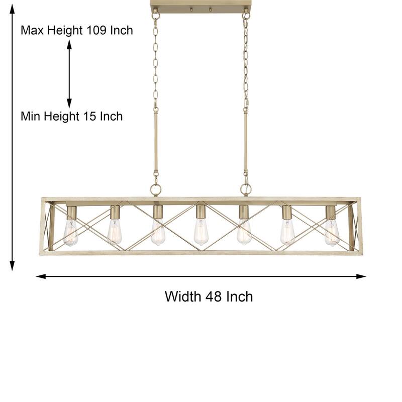 7-Light 48In Linear Modern Farmhouse Kitchen Chandelier - 48''