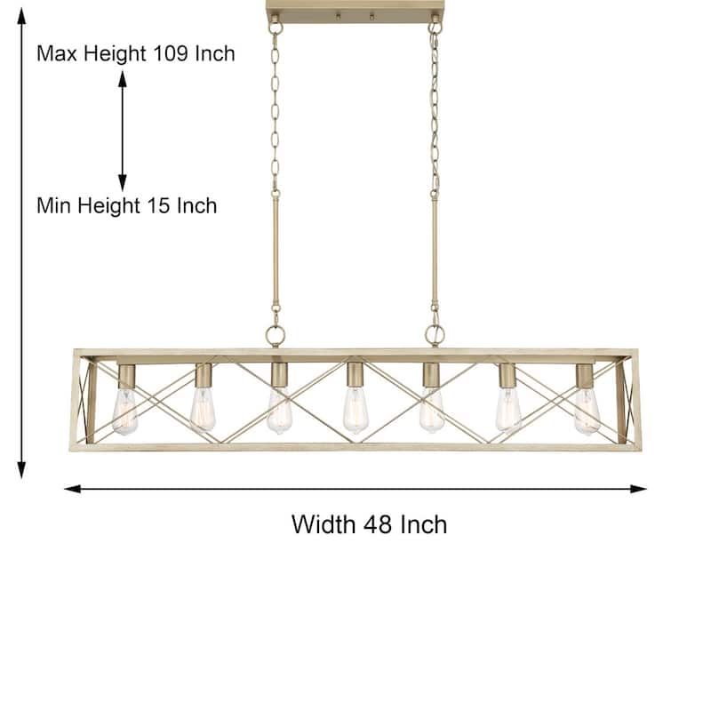 Kiro 5-light Farmhouse Linear Chandelier Faux Wood Dining Lighting with UL Certified - 36''