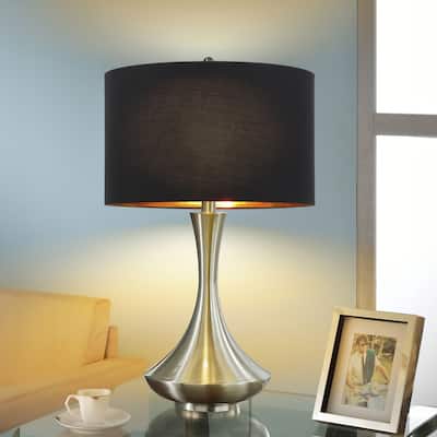 Aladdin 30" Brushed Steel LED Table Lamp With Black Shade