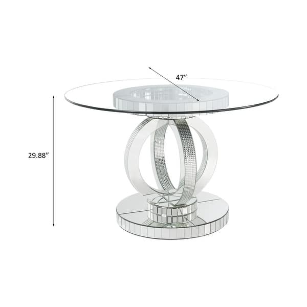 ACME Ornat Dining Table in Clear, Mirrored and Faux Diamonds