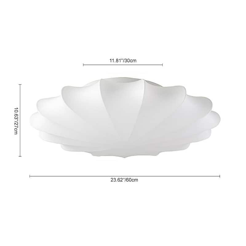 Modern Mid-century White Silk Shade Semi Flush Ceiling Light