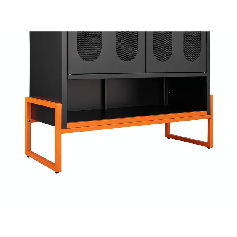 High Shoe Cabinet with Adjustable Partitions & Mesh Doors