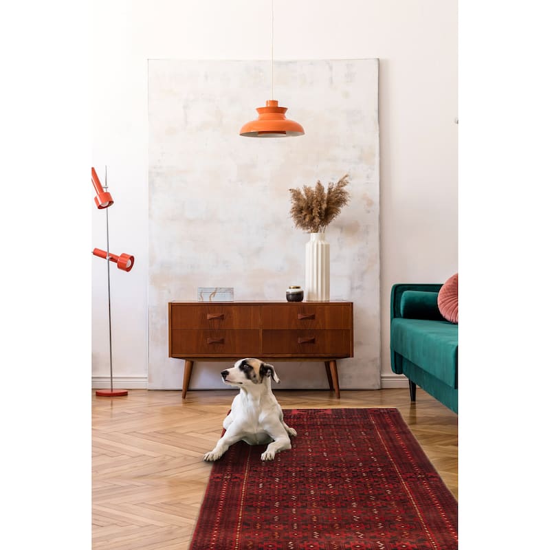 ECARPETGALLERY Hand-knotted Baluch Red Wool Rug - 2'10 x 6'2