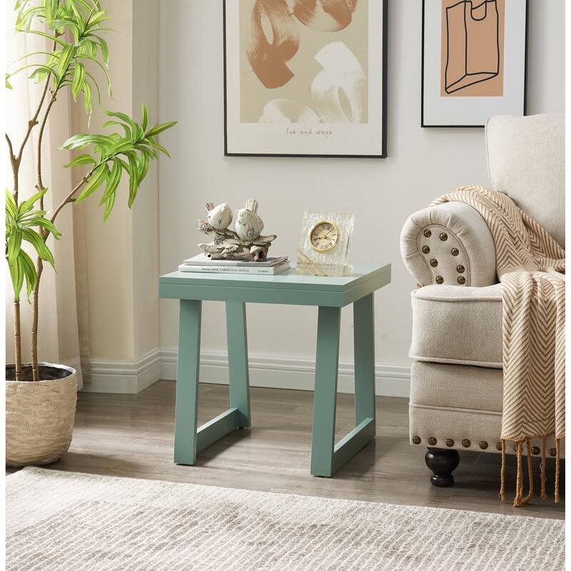 Charlie Modern Wood End Table with Open Storage Shelf - 18"L x 18"W x 18"H - Ice Blue
