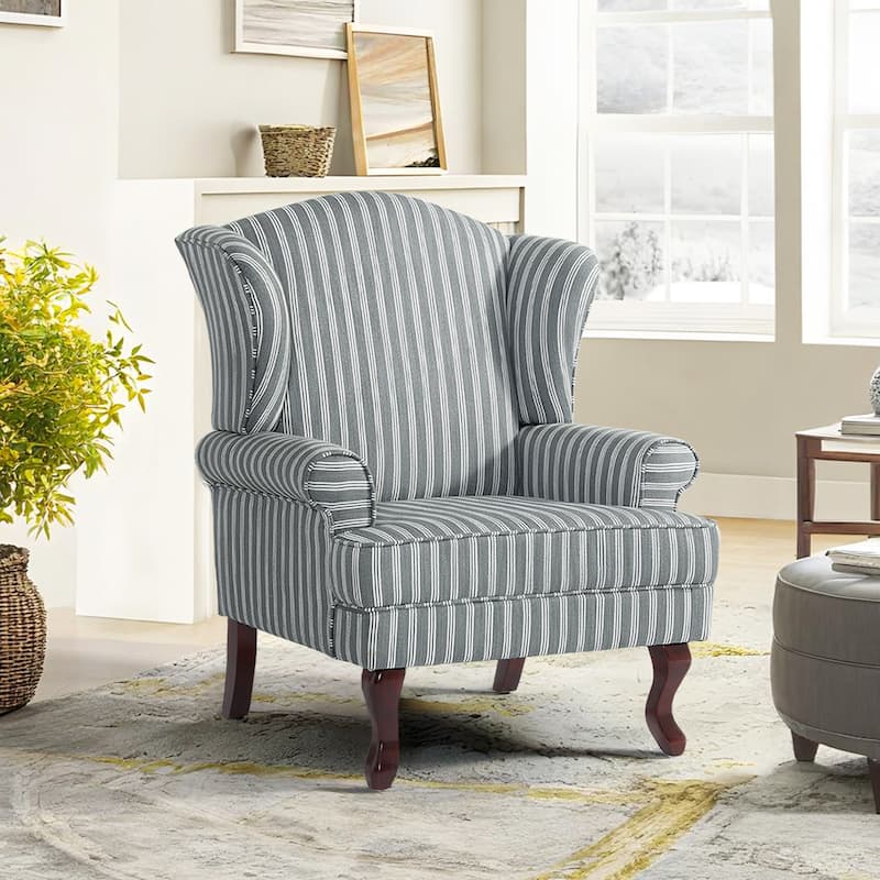 31" W Modern Upholstered Linen Wing Back Accent Chair with Rolled Arm