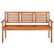 preview thumbnail 3 of 10, vidaXL 3-Seater Patio Bench with Cushion 59.1" Solid Eucalyptus Wood - 59.1" x 23.6" x 35"