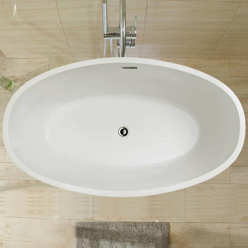 Vanity Art 69" Freestanding Acrylic Soaking Bathtub with Slotted Overflow & Pop-up Drain
