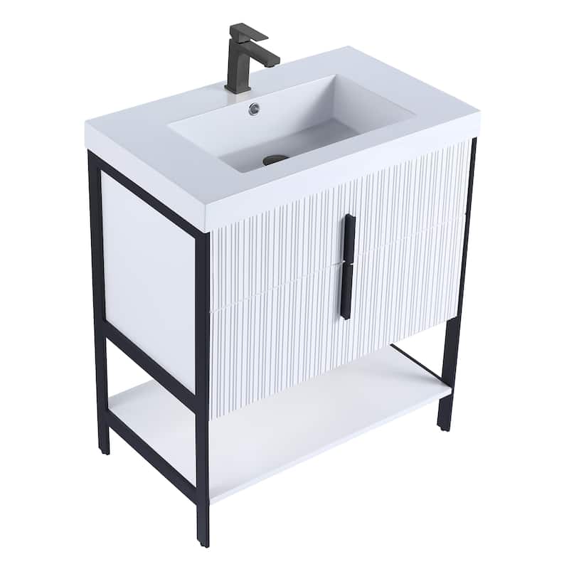 Fine Fixtures Serenity Modern Bathroom Vanity with White Gel Acrylic Top