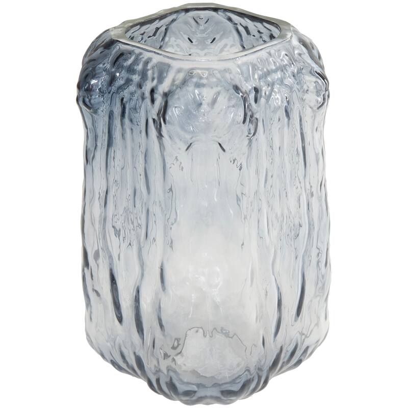 Gray Glass Handmade Dimensional Textured Square or Rectangular Ombre Vase