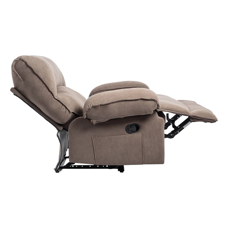 Extra-Wide Push-Back Recliner with Heated Massage Pillow and Plush Fleece Upholstery