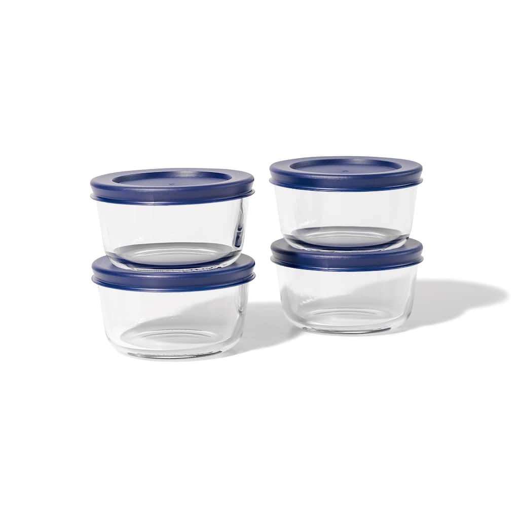 Glass Food Storage Containers Set - Round, 1-Cup (8oz) BPA-Free, Microwave & Oven Safe, Airtight Lids
