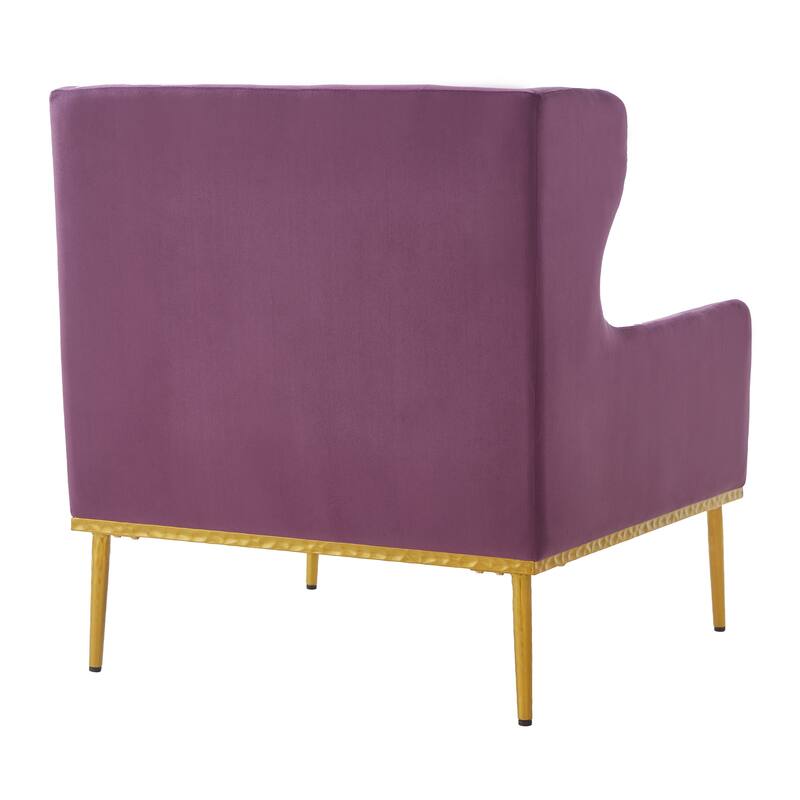 Roomfitters Modern Velvet Accent Armchair with Curved Armrests, Iron Frame Single Sofa