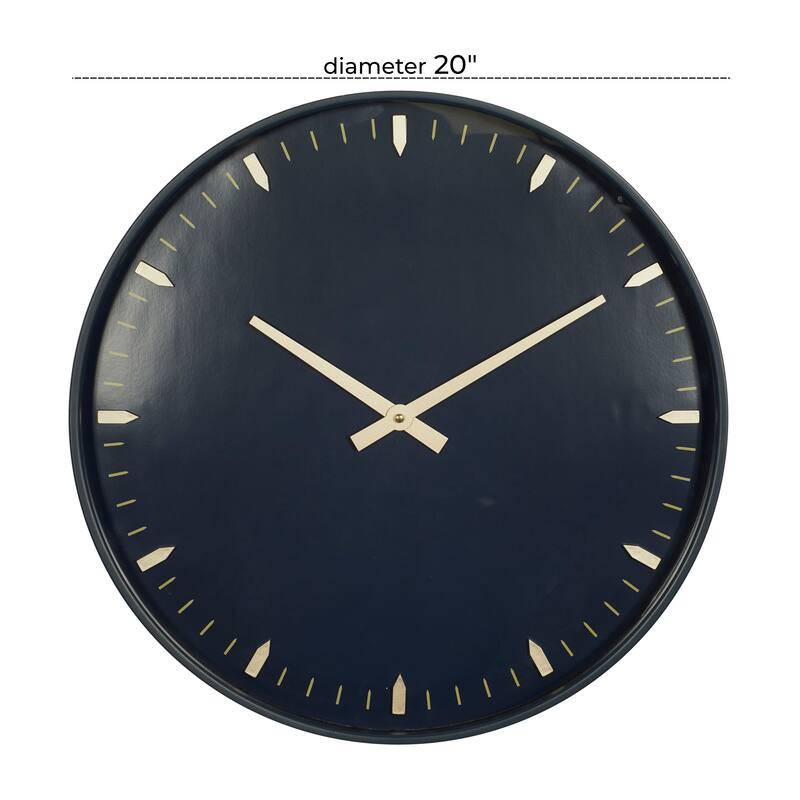 Dark Blue Glass Contemporary Wall Clock 20 x 20 x 3 - 20 x 3 x 20