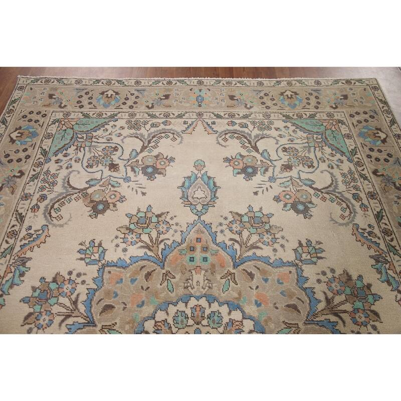 Traditional Tabriz Persian Vintage Area Rug Hand-knotted Wool Carpet - 6'6" x 9'8"